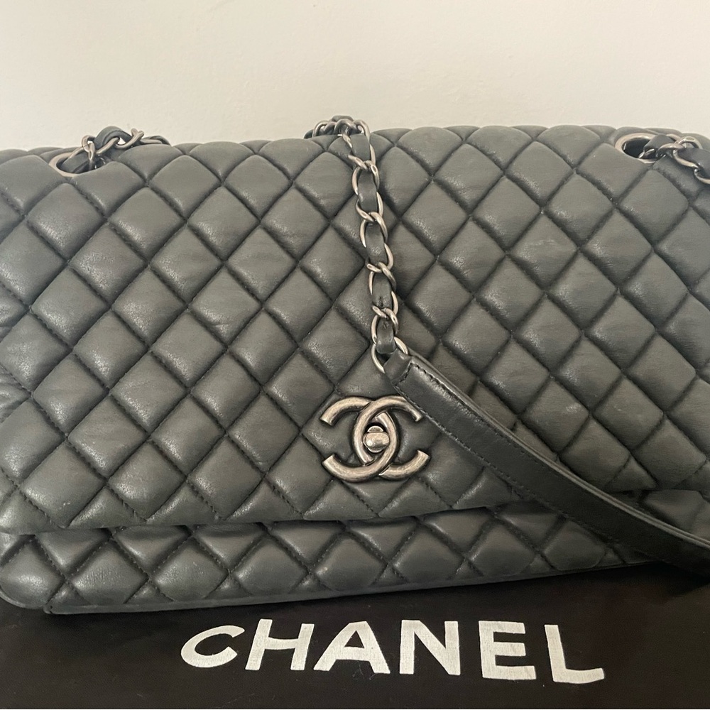Authentic Chanel Black Quilted Leather Shoulder Bag